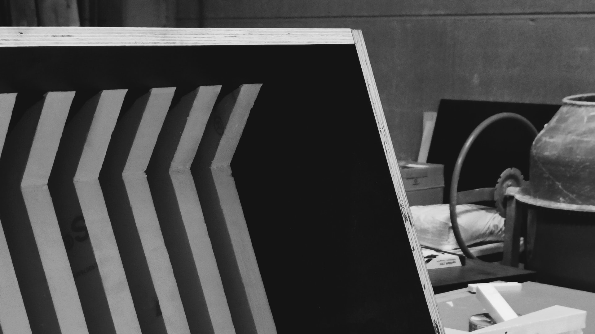 Formwork for ISF 002 in the atelier, still curing